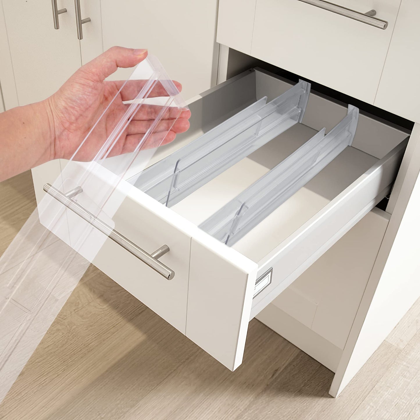 6 Pack Drawer Dividers Organizers Adjustable 3.2" High Expandable from 11-20"