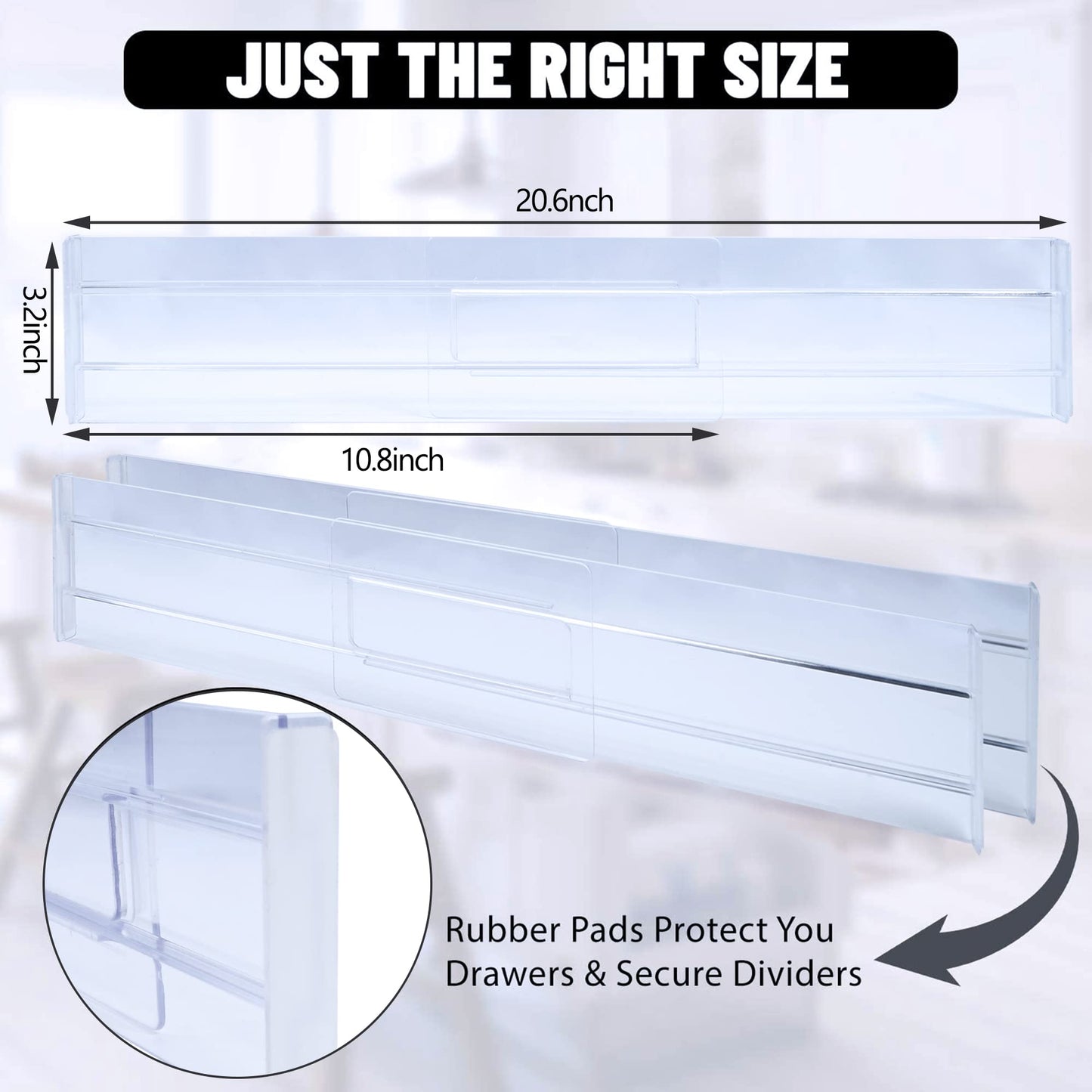 6 Pack Drawer Dividers Organizers Adjustable 3.2" High Expandable from 11-20"